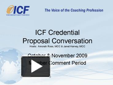 PPT – ICF ISO Credential Proposal Conversation PowerPoint Presentation ...