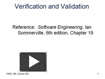 PPT – Verification And Validation PowerPoint Presentation | Free To ...