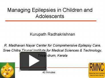 PPT – Managing Epilepsies In Children And Adolescents PowerPoint ...