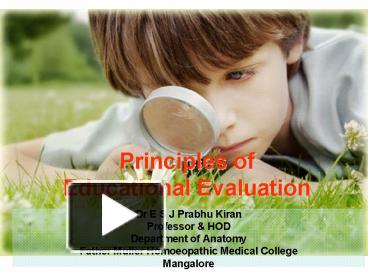 PPT – Principles Of Educational Evaluation PowerPoint Presentation ...