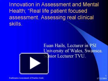 Ppt Innovation In Assessment And Mental Health Real Life Patient