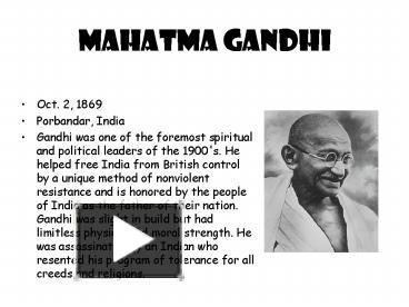 PPT – Mahatma Gandhi PowerPoint Presentation | Free To View - Id ...