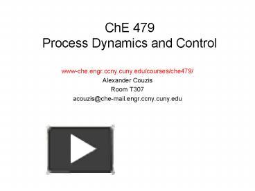 Ppt Che Process Dynamics And Control Powerpoint Presentation