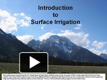 PPT – Introduction To Surface Irrigation PowerPoint Presentation | Free ...