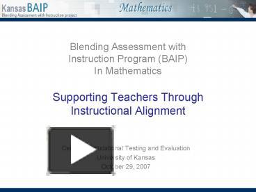 PPT – Blending Assessment With Instruction Program BAIP In Mathematics ...