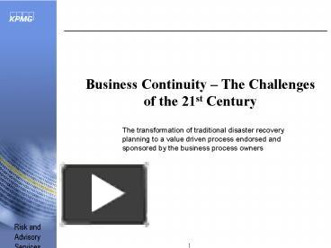 Ppt Business Continuity The Challenges Of The St Century Powerpoint