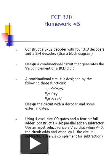 PPT – ECE 320 Homework PowerPoint Presentation | Free To Download - Id ...