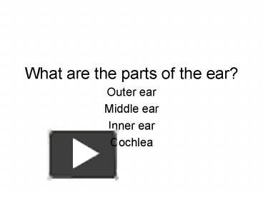 PPT – What Are The Parts Of The Ear? PowerPoint Presentation | Free To ...