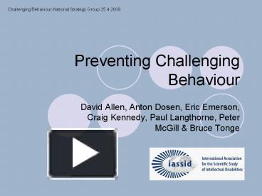 PPT – Preventing Challenging Behaviour PowerPoint Presentation | Free ...