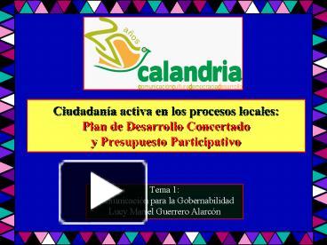 Ppt Ciudadana Activa En Los Procesos Locales Plan De Desarrollo