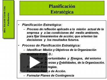 PPT – Planificacin Estratgica: PowerPoint Presentation | Free To View ...