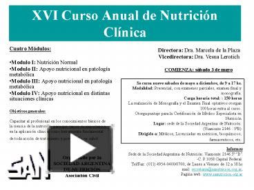 PPT – XVI Curso Anual De Nutrici PowerPoint Presentation | Free To ...