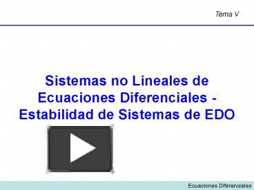 PPT – Sistemas No Lineales De Ecuaciones Diferenciales Estabilidad De ...