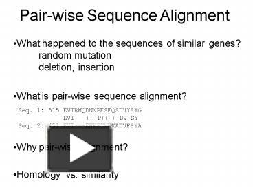 Ppt Pairwise Sequence Alignment Powerpoint Presentation Free To