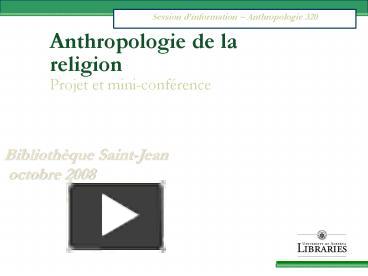 PPT Anthropologie De La Religion Projet Et Mini Conf PowerPoint