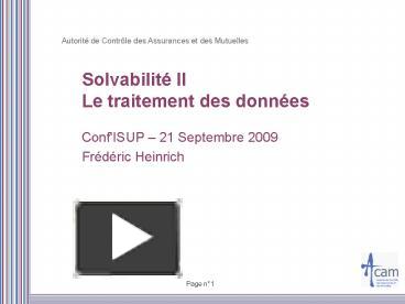 PPT – Solvabilit II Le Traitement Des Donnes PowerPoint Presentation ...