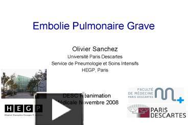 Ppt Embolie Pulmonaire Grave Powerpoint Presentation Free To View