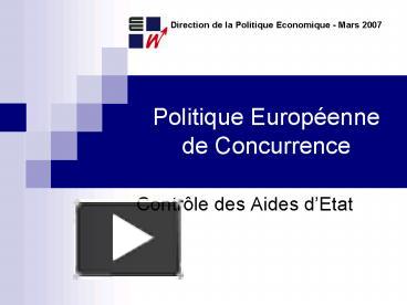 PPT Politique Europenne De Concurrence PowerPoint Presentation Free