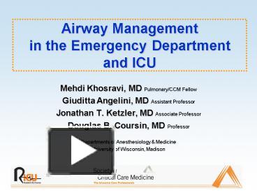 PPT – Airway Management In The Emergency Department And ICU PowerPoint ...