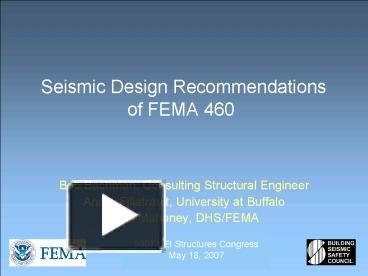 PPT – Seismic Design Recommendations Of FEMA 460 PowerPoint ...