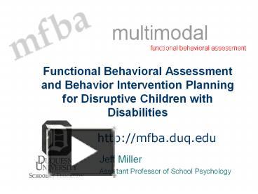 Ppt Functional Behavioral Assessment And Behavior Intervention Plans