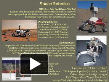 PPT – Space Robotics PowerPoint presentation | free to view - id: 363d7