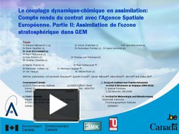 Ppt Le Couplage Dynamiquechimique En Assimilation Compte Rendu Du