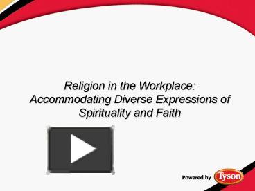 Ppt Religion In The Workplace Accommodating Diverse Expressions Of