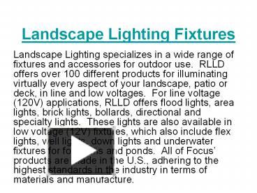 PPT – Landscape Lighting Fixtures PowerPoint Presentation | Free To ...