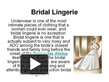 Ppt Bridal Lingerie Powerpoint Presentation Free To View Id