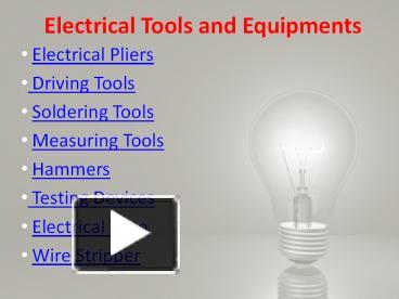 PPT – Electrical Tools PowerPoint Presentation | Free To View - Id ...