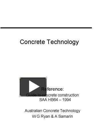 PPT – Concrete Technology PowerPoint Presentation | Free To View - Id ...