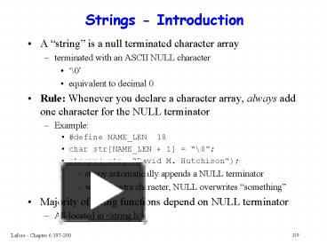 PPT – Strings Introduction PowerPoint Presentation | Free To View - Id ...