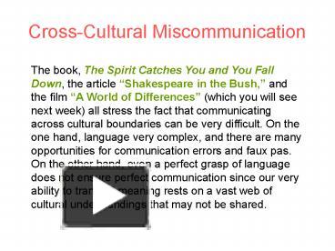 PPT – Cross-Cultural Miscommunication PowerPoint Presentation | Free To ...