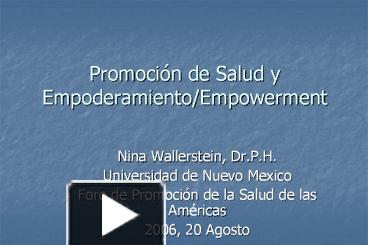 PPT – Promoci N De Salud Y Empoderamiento/Empowerment Nina PowerPoint ...