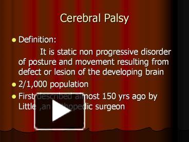 PPT – Cerebral Palsy PowerPoint Presentation | Free To Download - Id ...