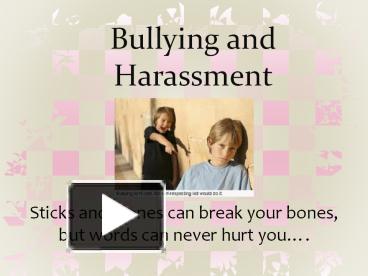 PPT – Bullying And Harassment PowerPoint Presentation | Free To View ...