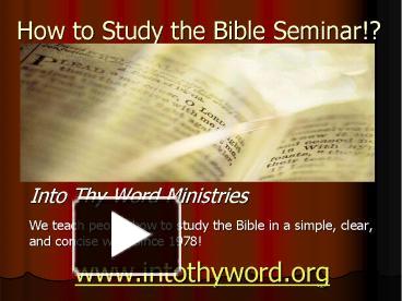 PPT How To Study The Bible Seminar PowerPoint Presentation Free To Download Id Bc A YjQ Y