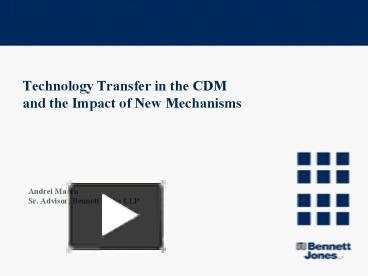 PPT – Technology Transfer In The CDM And The Impact Of New Mechanisms ...