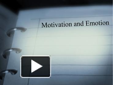 PPT – Motivation And Emotion PowerPoint Presentation | Free To Download ...