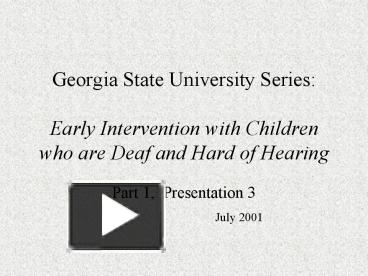 PPT – Georgia State University Series: Early Intervention With Children ...