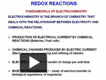 PPT – FUNDAMENTALS OF ELECTROCHEMISTRY PowerPoint Presentation | Free ...