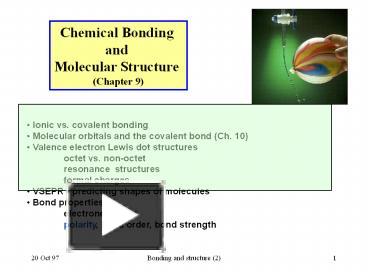 PPT – Chemical Bonding And Molecular Structure (Chapter 9) PowerPoint ...