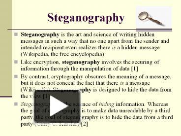 PPT – Steganography PowerPoint Presentation | Free To Download - Id ...