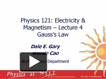 PPT – Physics 121: Electricity PowerPoint Presentation | Free To ...