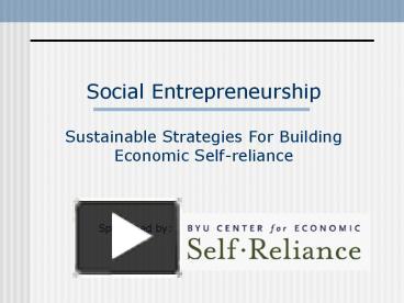 PPT – Social Entrepreneurship PowerPoint Presentation | Free To View ...