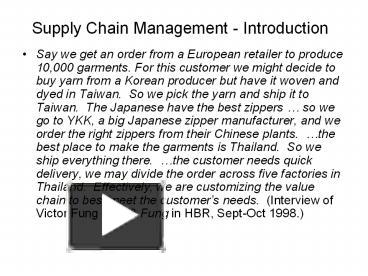 PPT – Supply Chain Management - Introduction PowerPoint Presentation ...