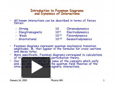 PPT – Introduction To Feynman Diagrams And Dynamics Of Interactions ...