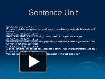 PPT – Sentence Unit PowerPoint Presentation | Free To Download - Id ...