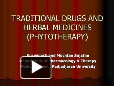 PPT – TRADITIONAL DRUGS AND HERBAL MEDICINES (PHYTOTHERAPY) PowerPoint ...